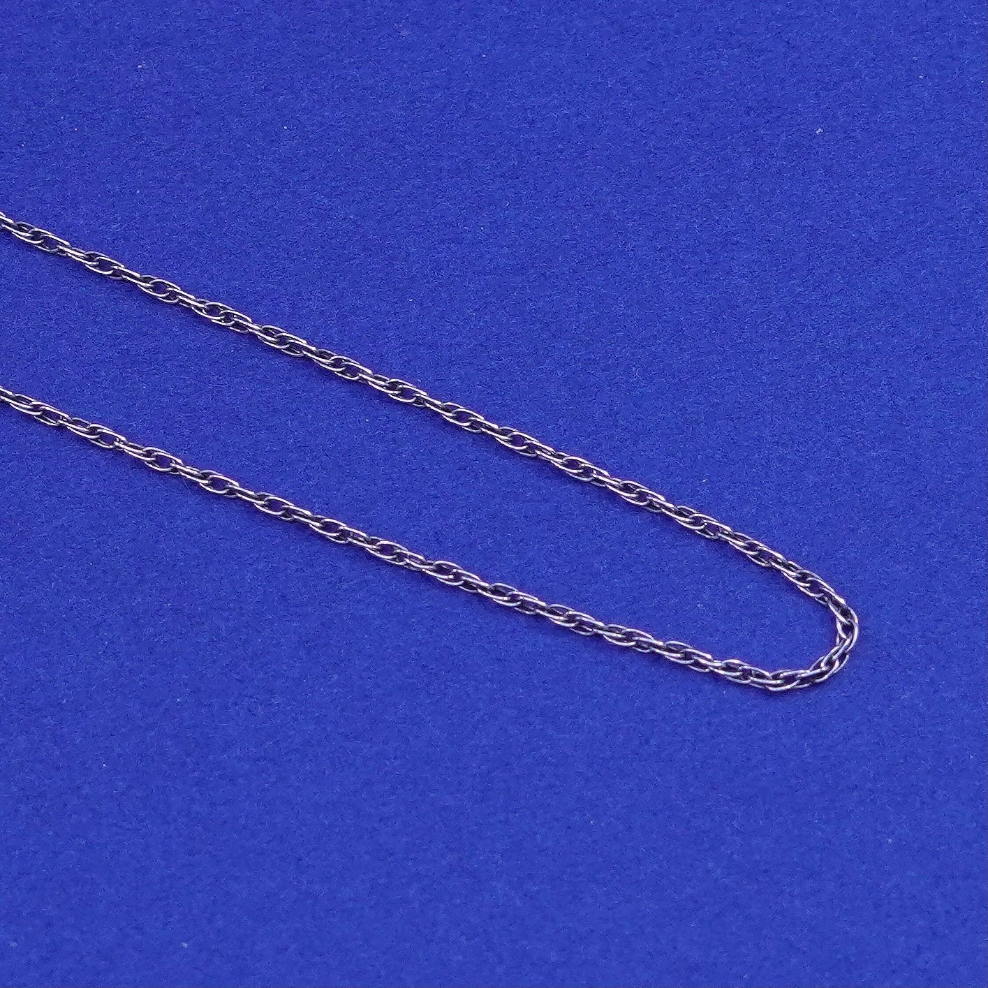 18”, 1mm, vintage Sterling silver necklace, 925 Singapore rope chain