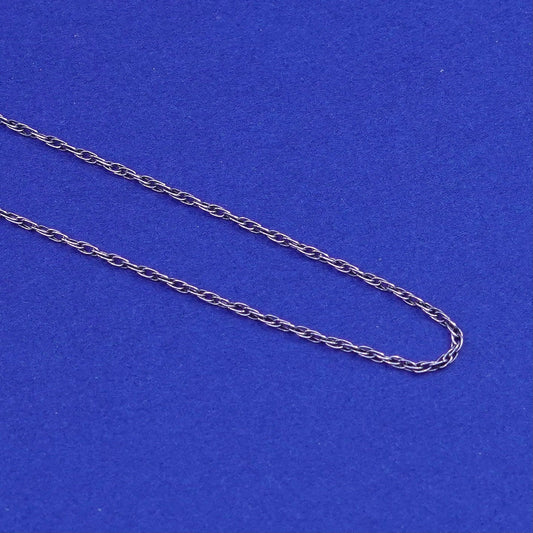 18”, 1mm, vintage Sterling silver necklace, 925 Singapore rope chain