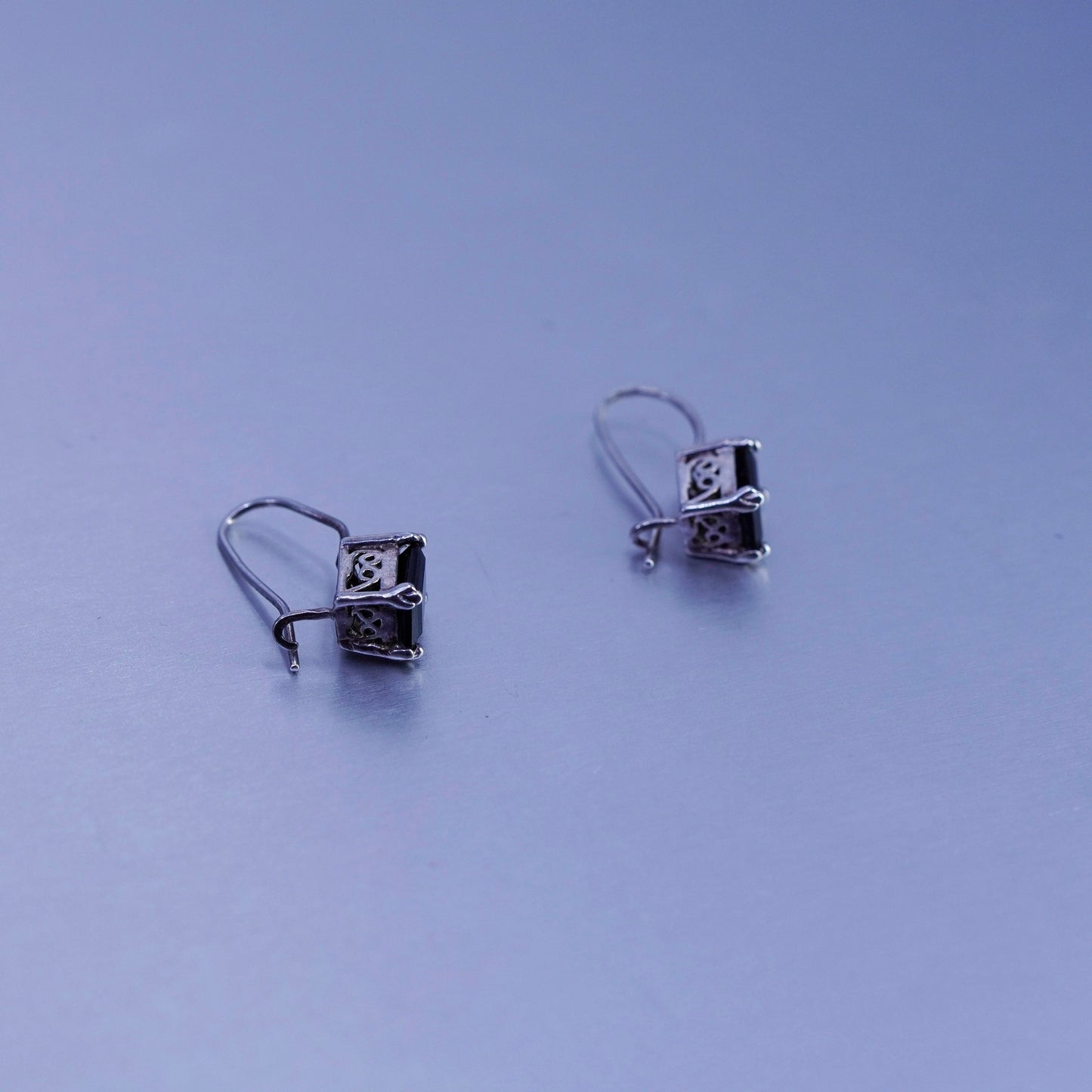 Vintage Sterling 925 silver handmade earrings with smoky topaz