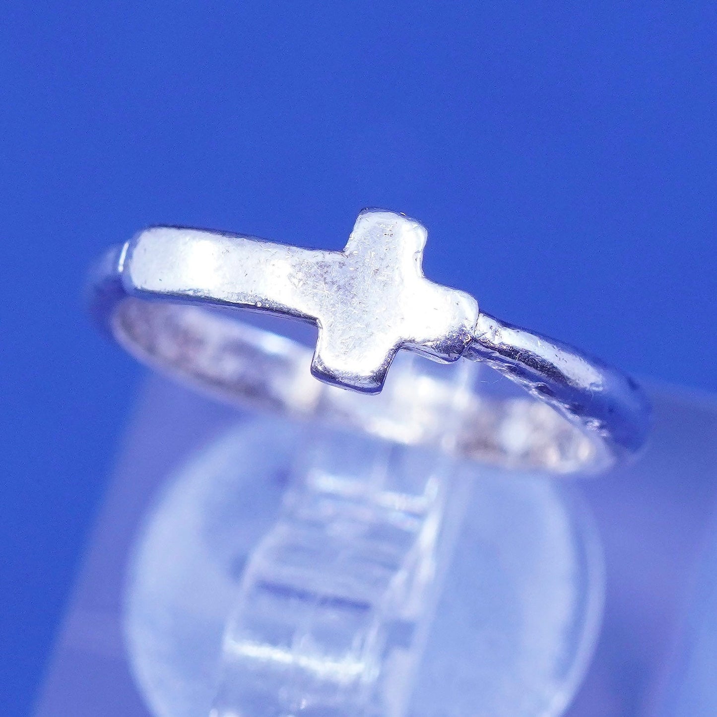 Size 5, vintage Sterling silver handmade ring, stackable 925 cross band