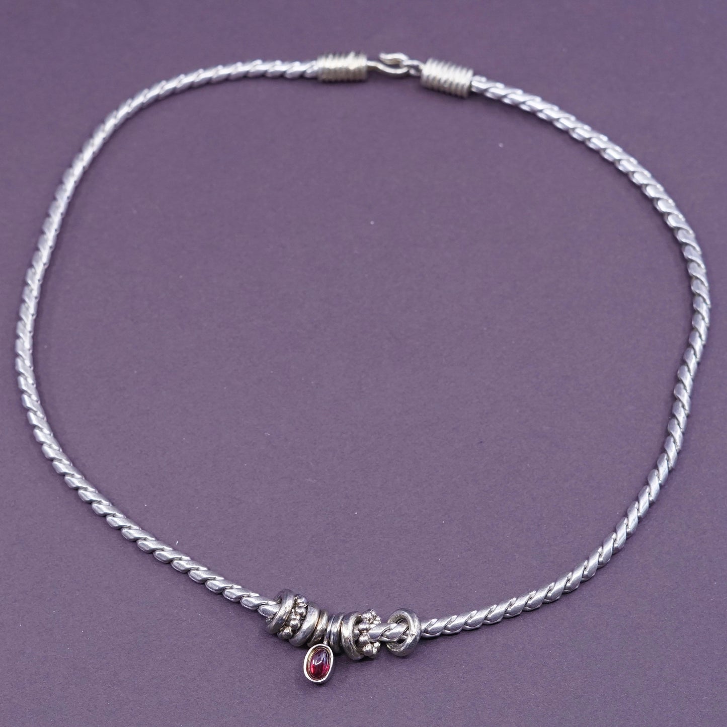 16”, S SKLARE Sterling silver necklace, 925 unique snake chain w/ beads charm
