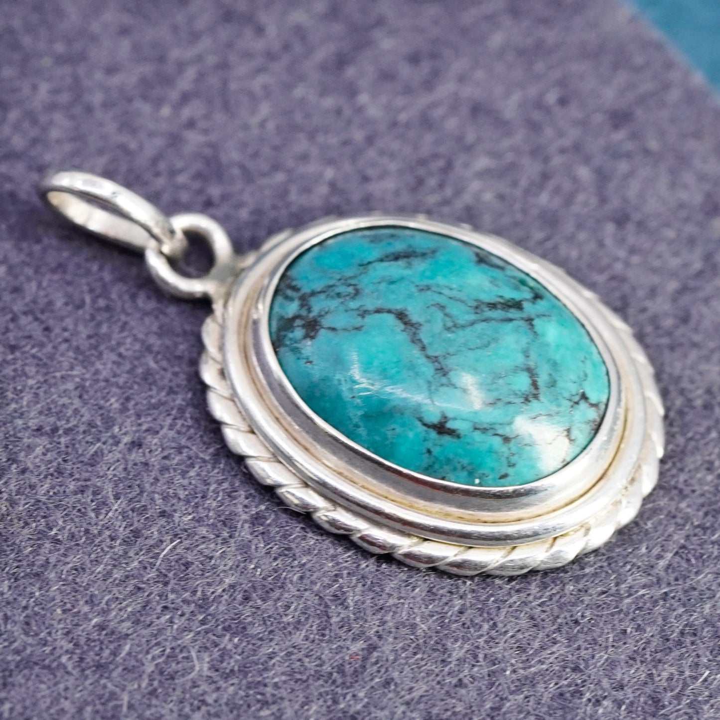 Vintage Native American navajo Sterling 925 silver handmade pendant turquoise