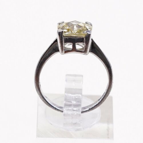 Sz 8.25, Vtg Sterling Silver handmade Ring, 925 Silver W/ Cushion Cut citrine