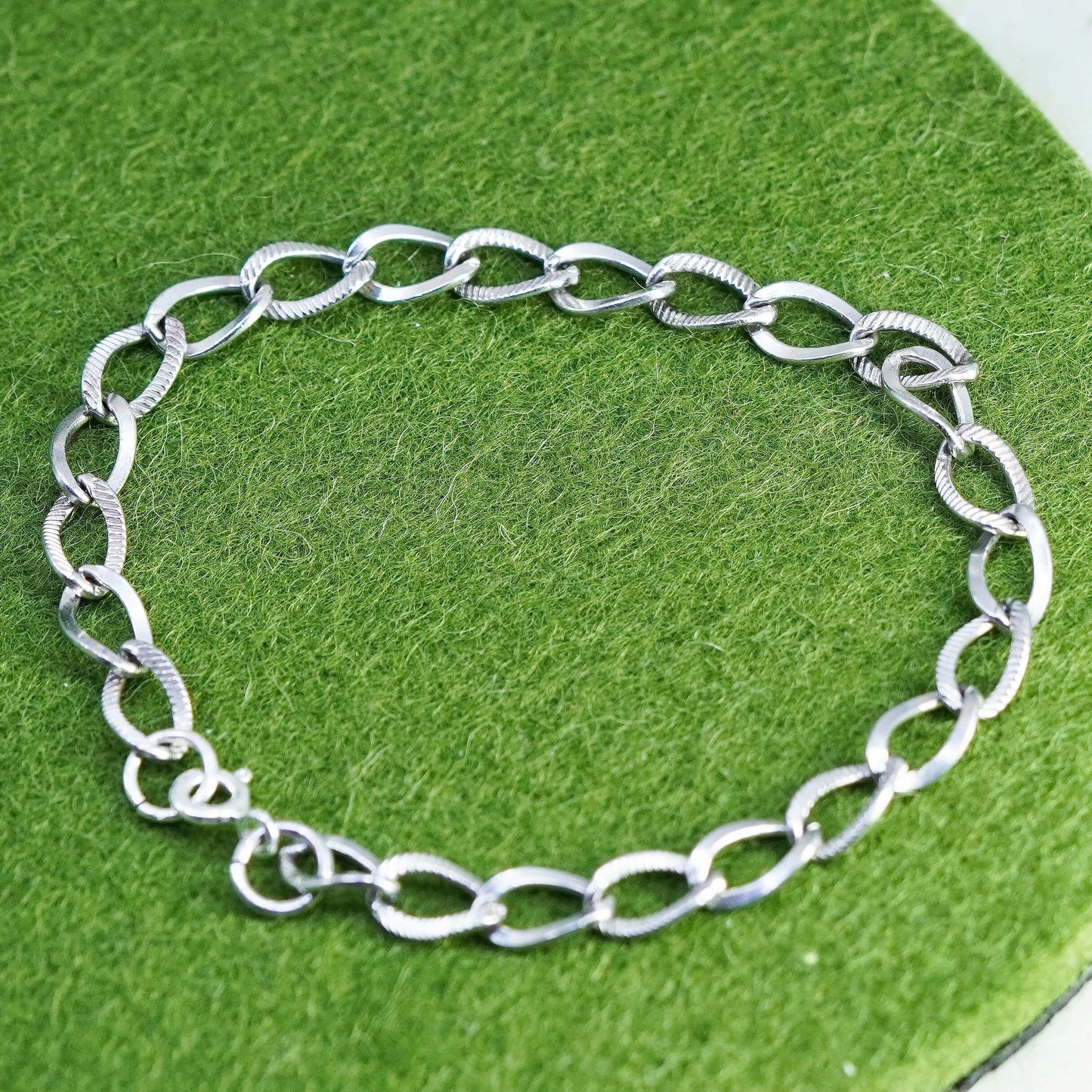 6.75”, 5mm, Vintage sterling 925 silver twisted curb bracelet