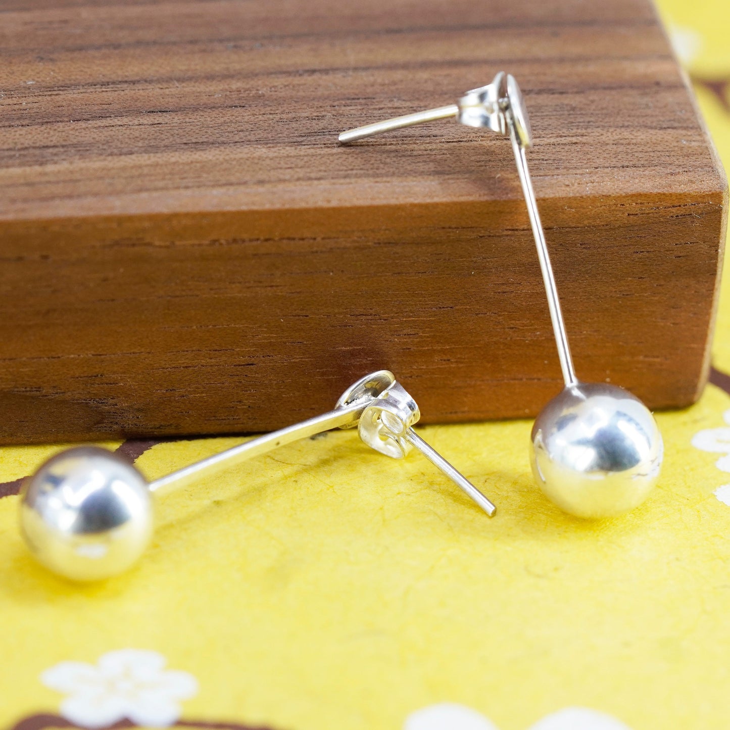 Vintage Sterling silver handmade earrings, 925 beads drops