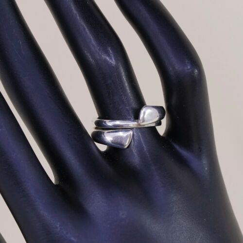 Size 6.5, Vtg Sterling 925 Silver Handmade Wrap Around Ring Band