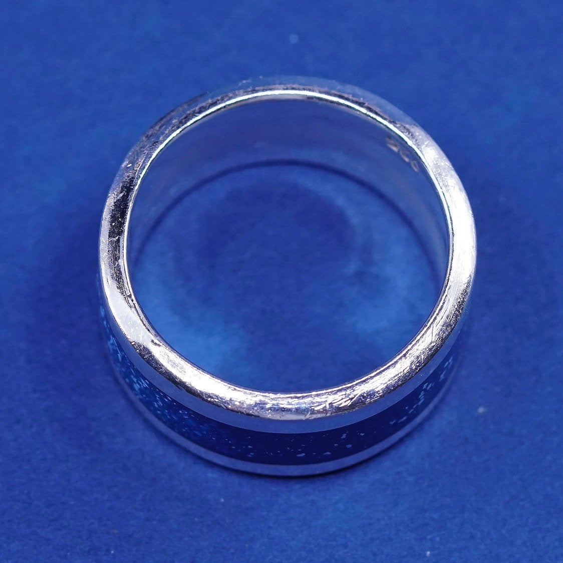 sz 9, vtg sterling silver handmade ring, 925 band w/ Lapis lazuli
