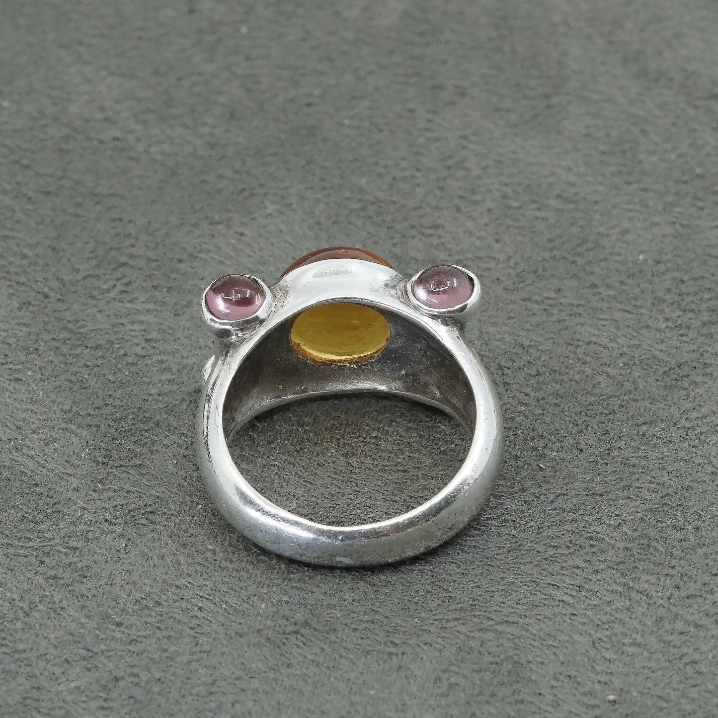 sz 8.5, Sterling silver handmade ring, 925 w/ oval citrine,