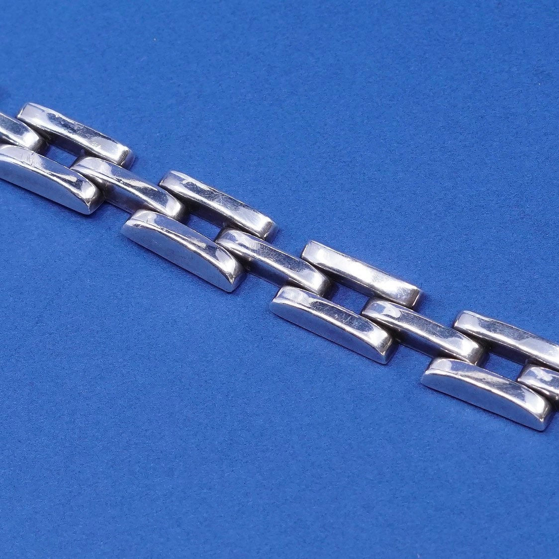 7.5”, 11mm, vtg Sterling silver handmade bracelet, 925 bold chain
