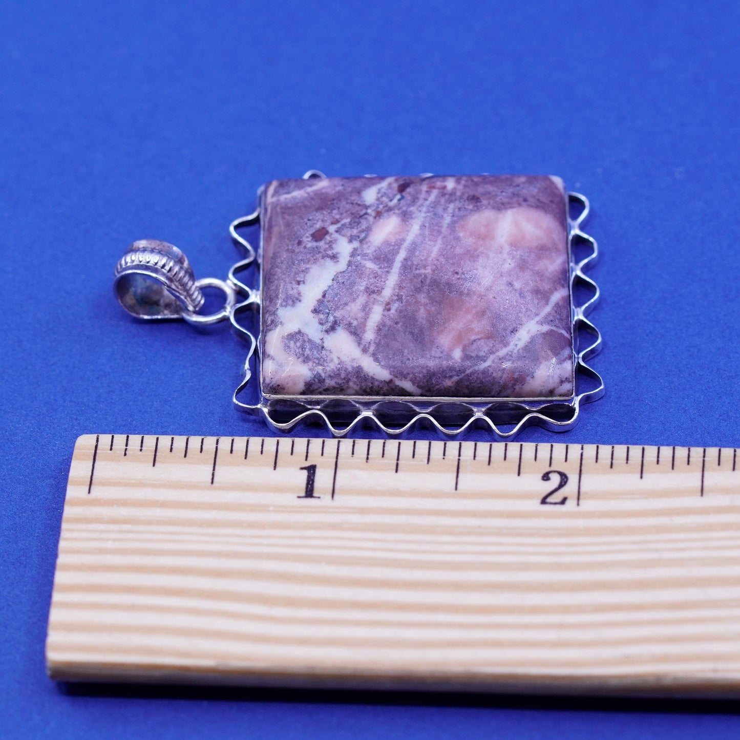 Vintage Sterling silver handmade pendant with purple jasper