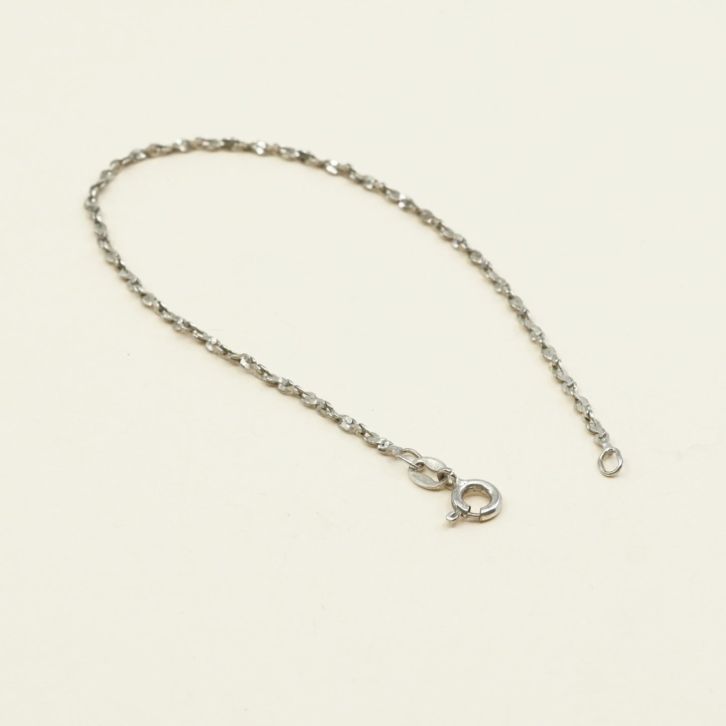 7.25", 2mm, VTG sterling silver handmade bracelet, twisted nugget link bracelet