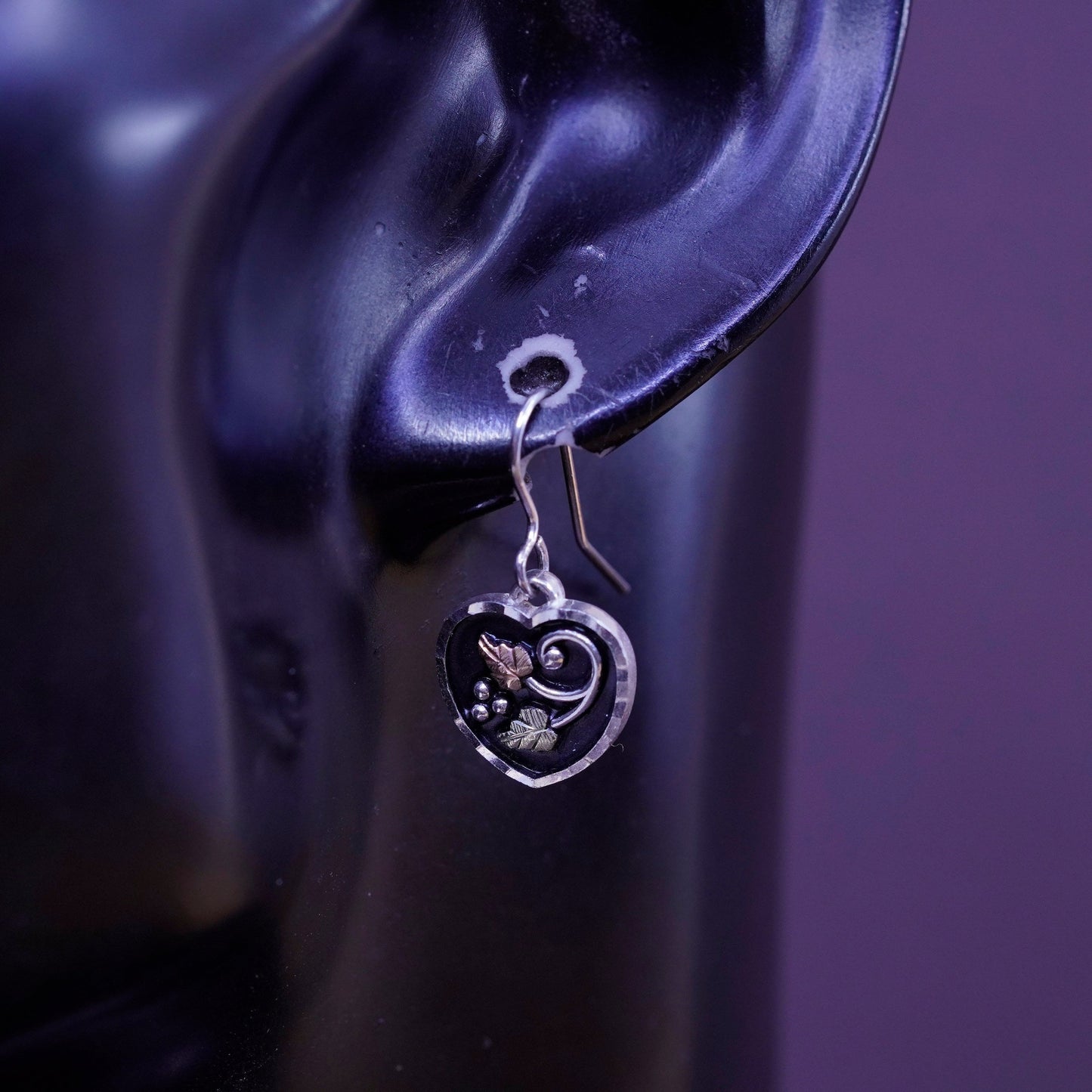 Coleman Co CCO Sterling 925 silver handmade earrings 12K rose gold grape vines