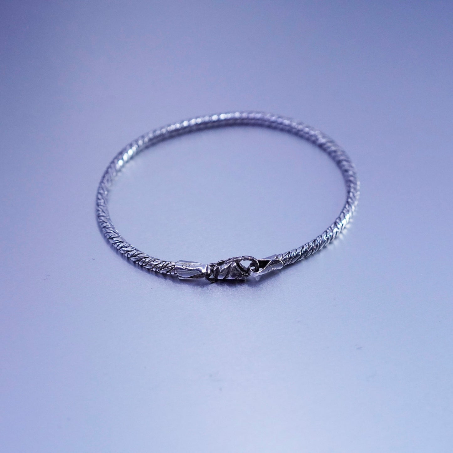 7”, 3mm, Sterling 925 silver handmade bracelet, textured bold snake chain