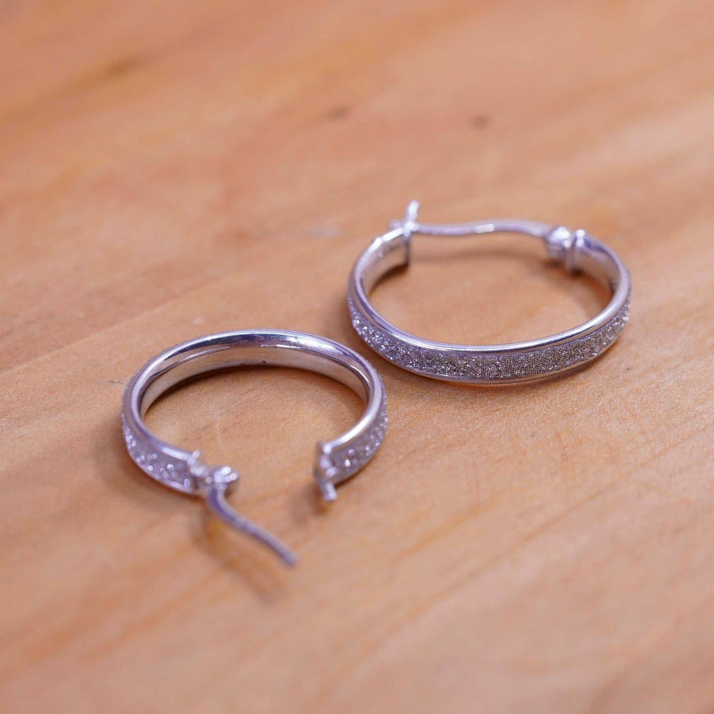 0.5”, vintage Sterling silver hoops, 925 earrings with glittering center
