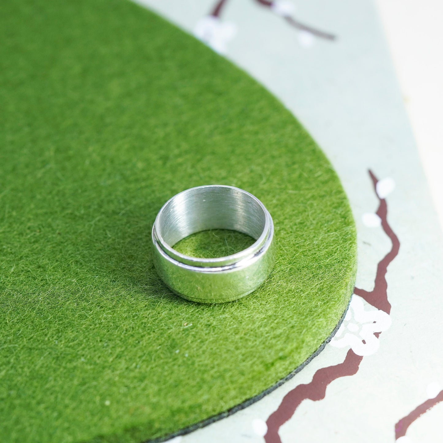 Size 8.75, vintage sterling silver handmade ring, 925 wide band