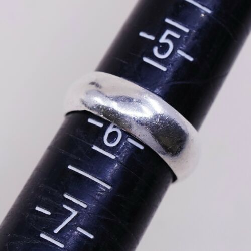 Size 5.75, Vtg Sterling Silver Handmade Wedding Ring, Band, Stamped 925