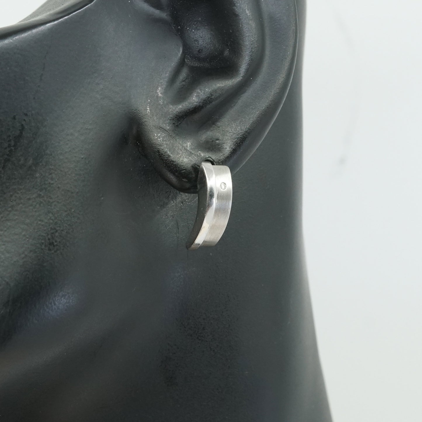 vtg GHA Sterling silver earrings with genuine diamond, modern 925 studs