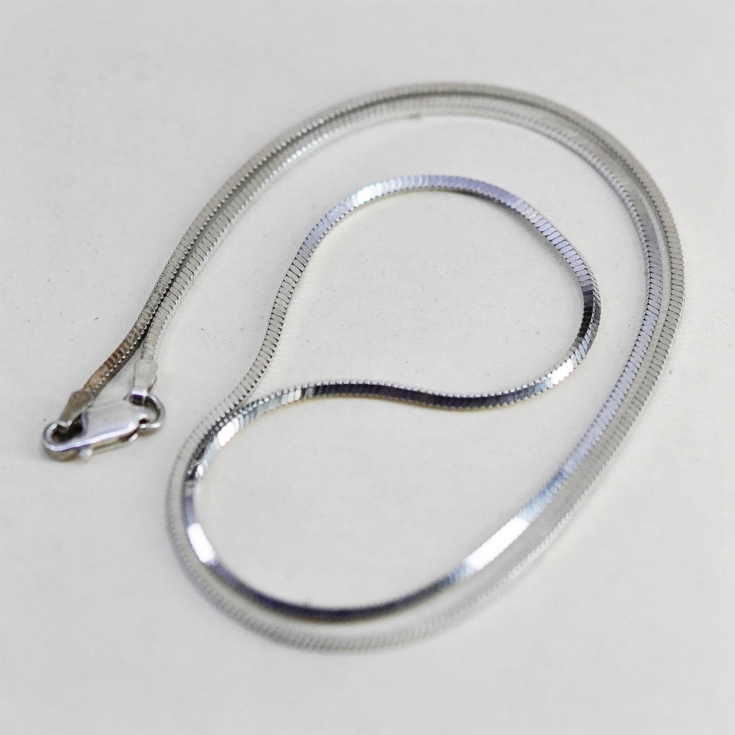 18”, 1mm, Vintage sterling silver square snake chain, Italy 925 necklace