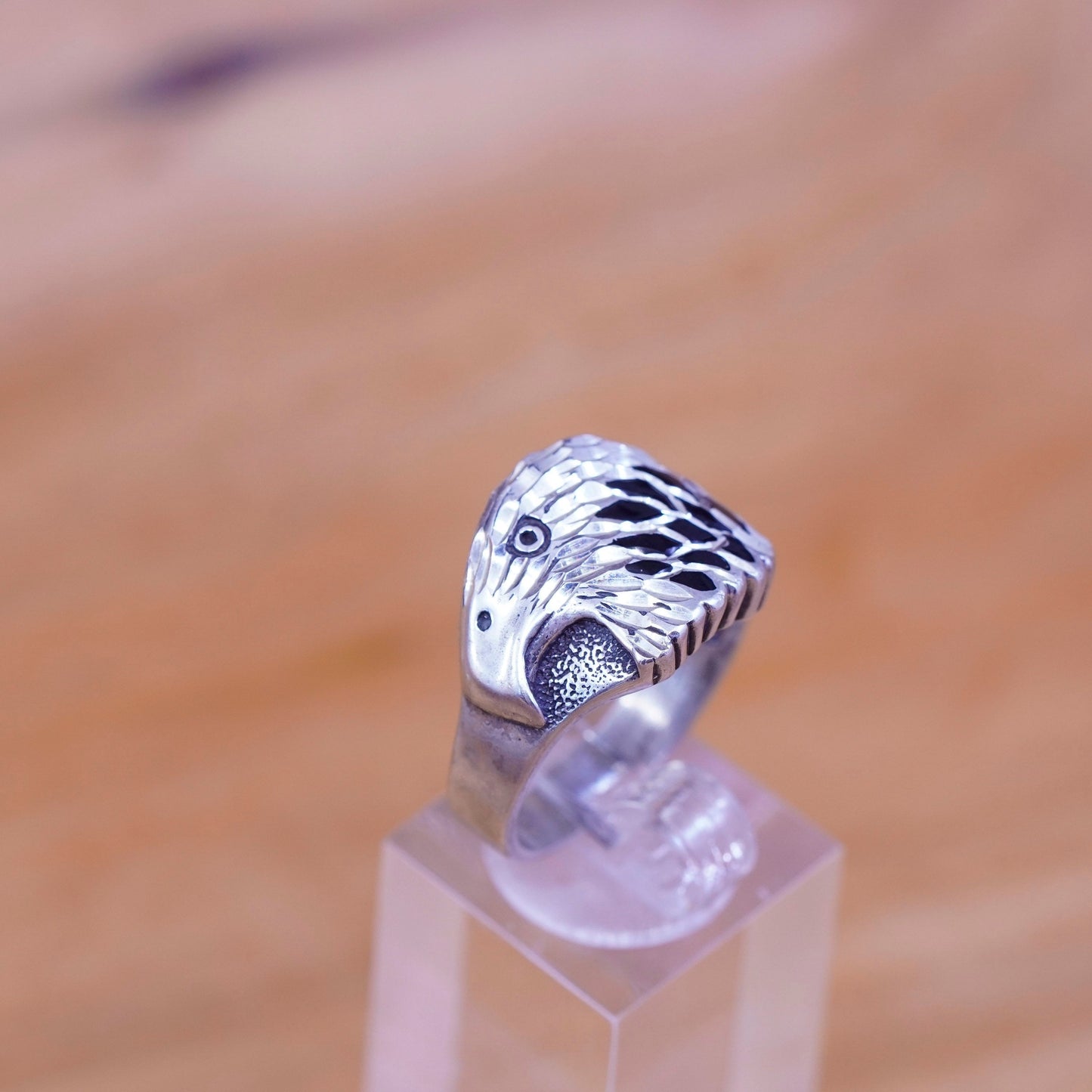sz 10.25, vintage Wheeler jewelry Sterling silver handmade ring, 925 eagle band