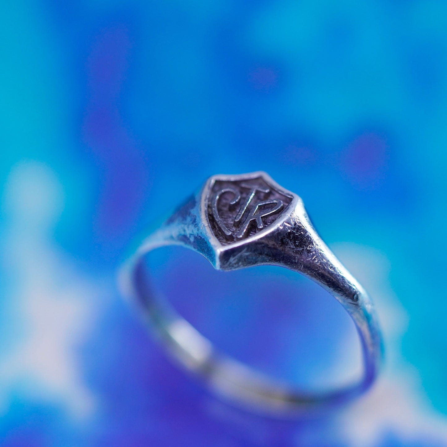 Size 9.5, vintage Sterling 925 silver handmade statement ring with CTR embossed