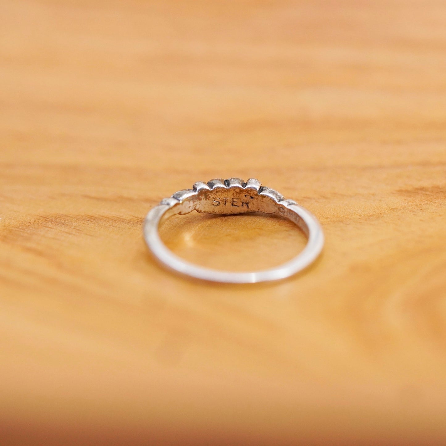 Size 6, vtg Sterling silver handmade ring, 925 stackable band with heart cross