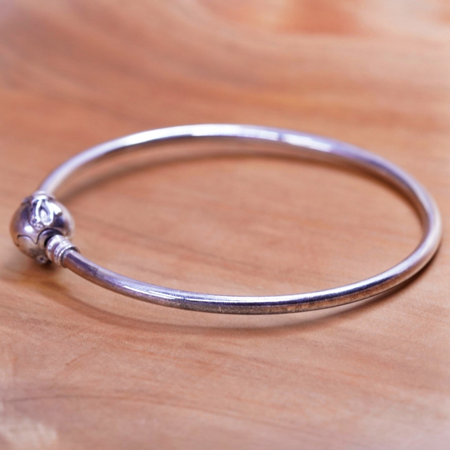 7.25”, sterling silver handmade bracelet, 925 hinged bangle ribbon bow tie cz