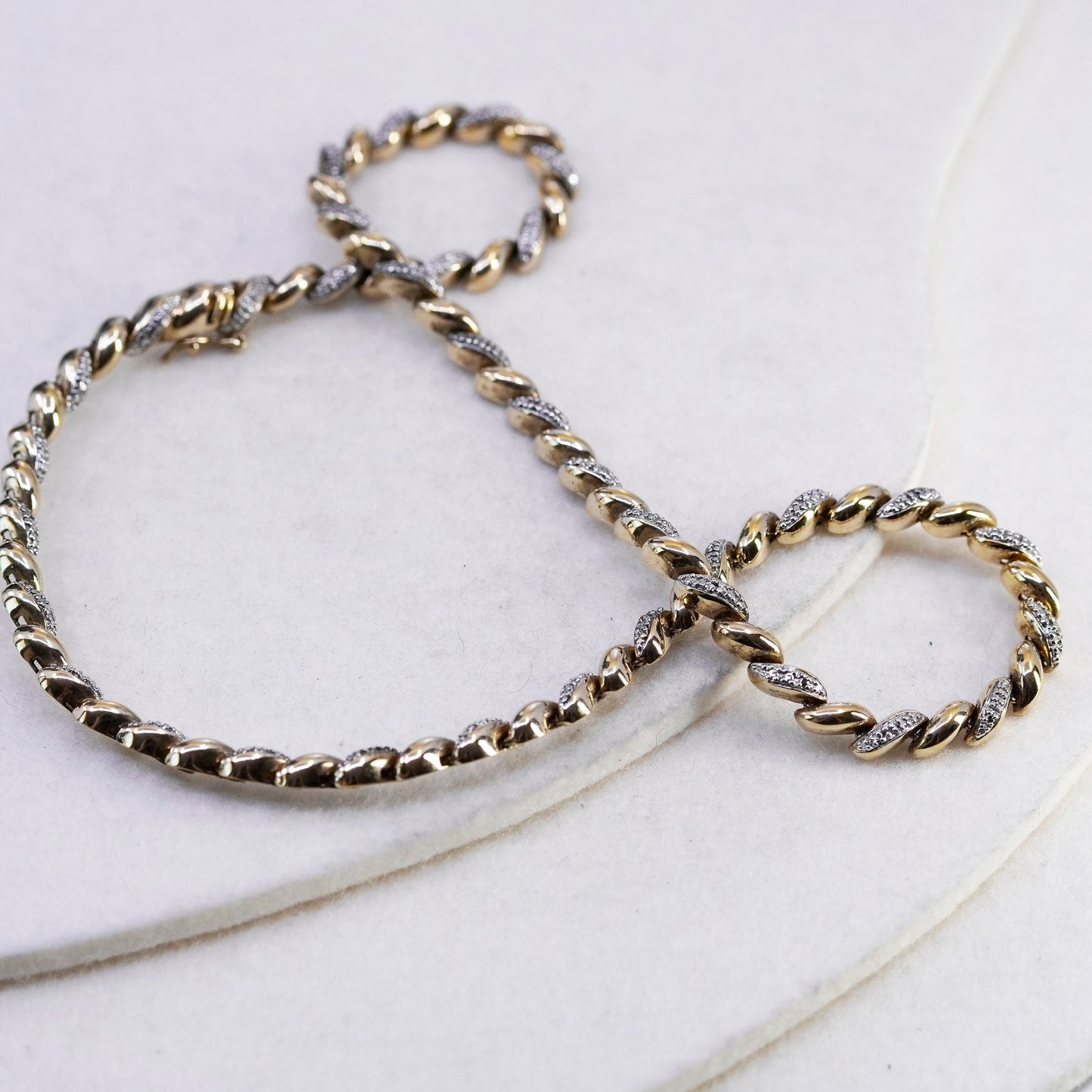 18”, vtg vermeil gold over Sterling 925 silver San Marco chain tennis necklace