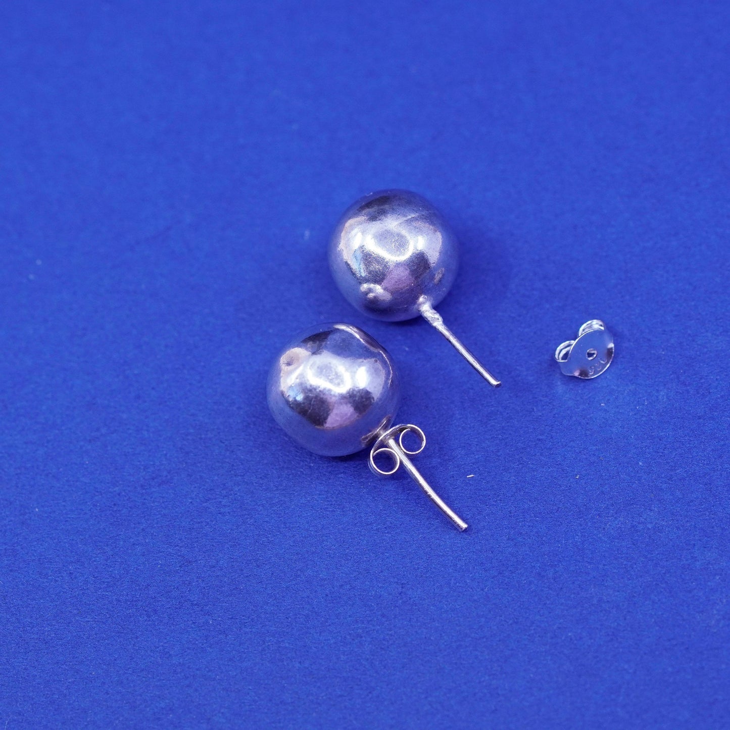 10mm Vintage Sterling 925 silver handmade earrings, lightweight 925 studs