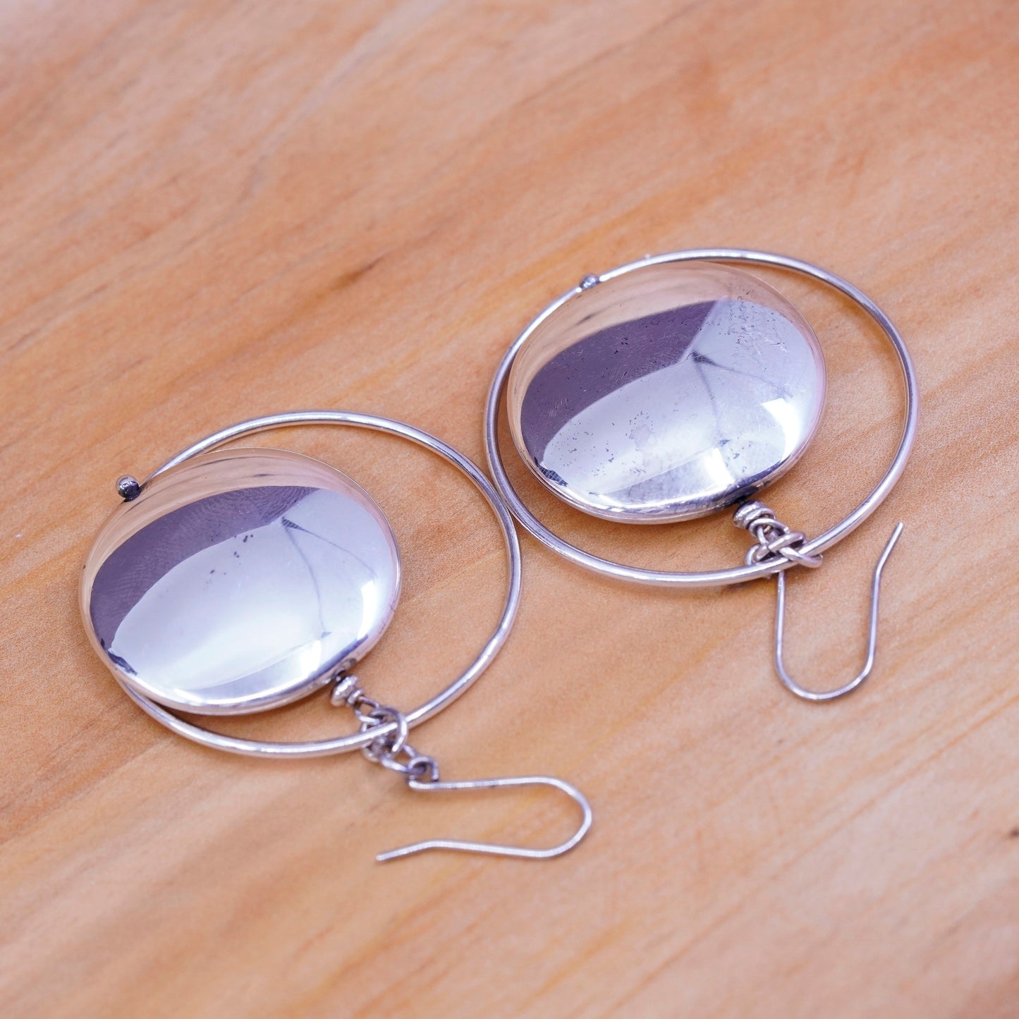 PV Italy Sterling silver earrings, Modern 925 multi circle dangles