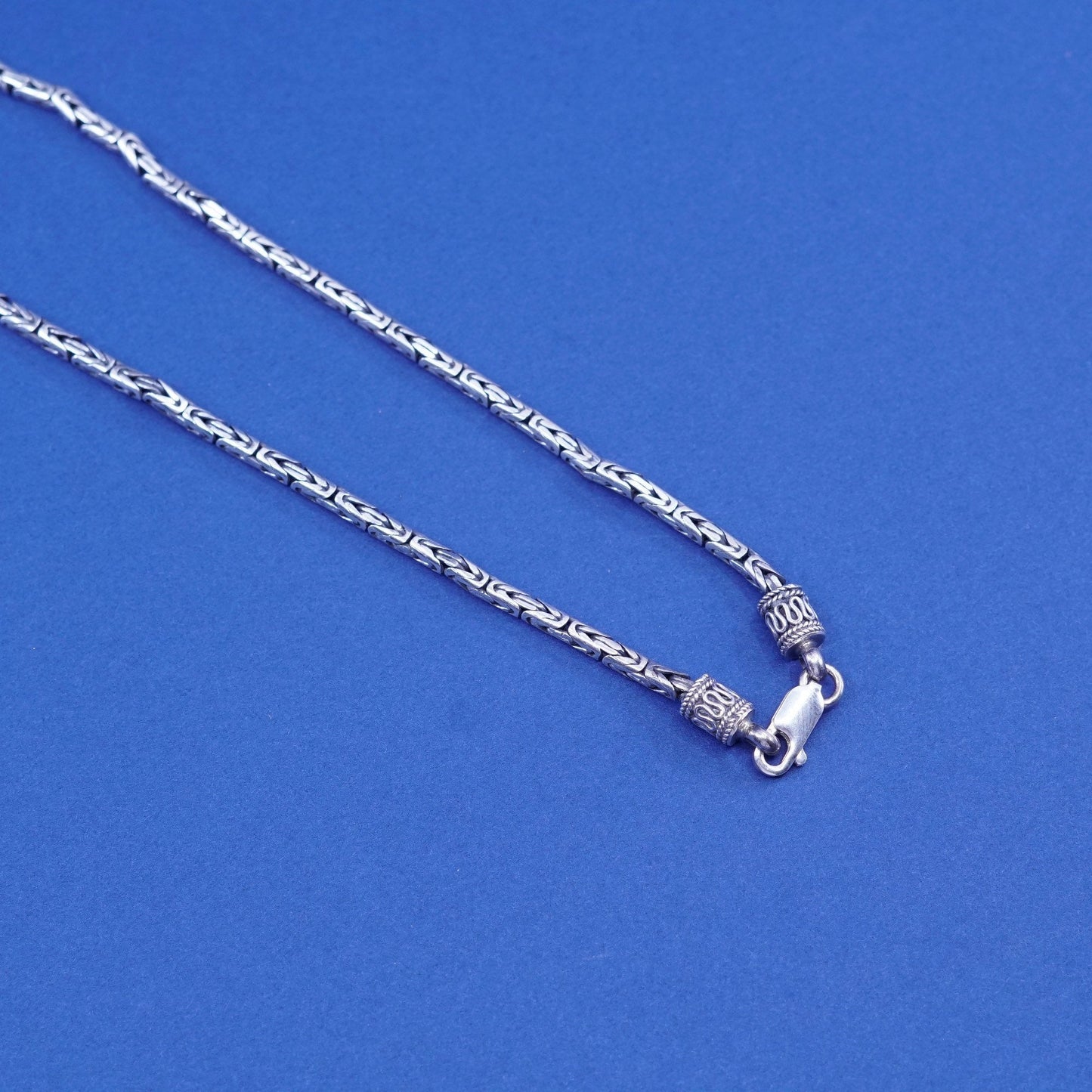 18”, sterling silver 925 handmade Bali birdcage Byzantine chain, men’s necklace