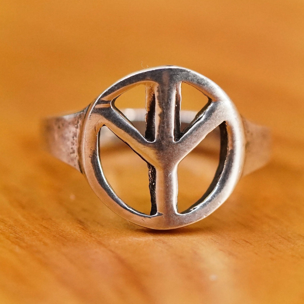 Size 4.75, vintage Sterling silver handmade ring, 925 CND peace sign band