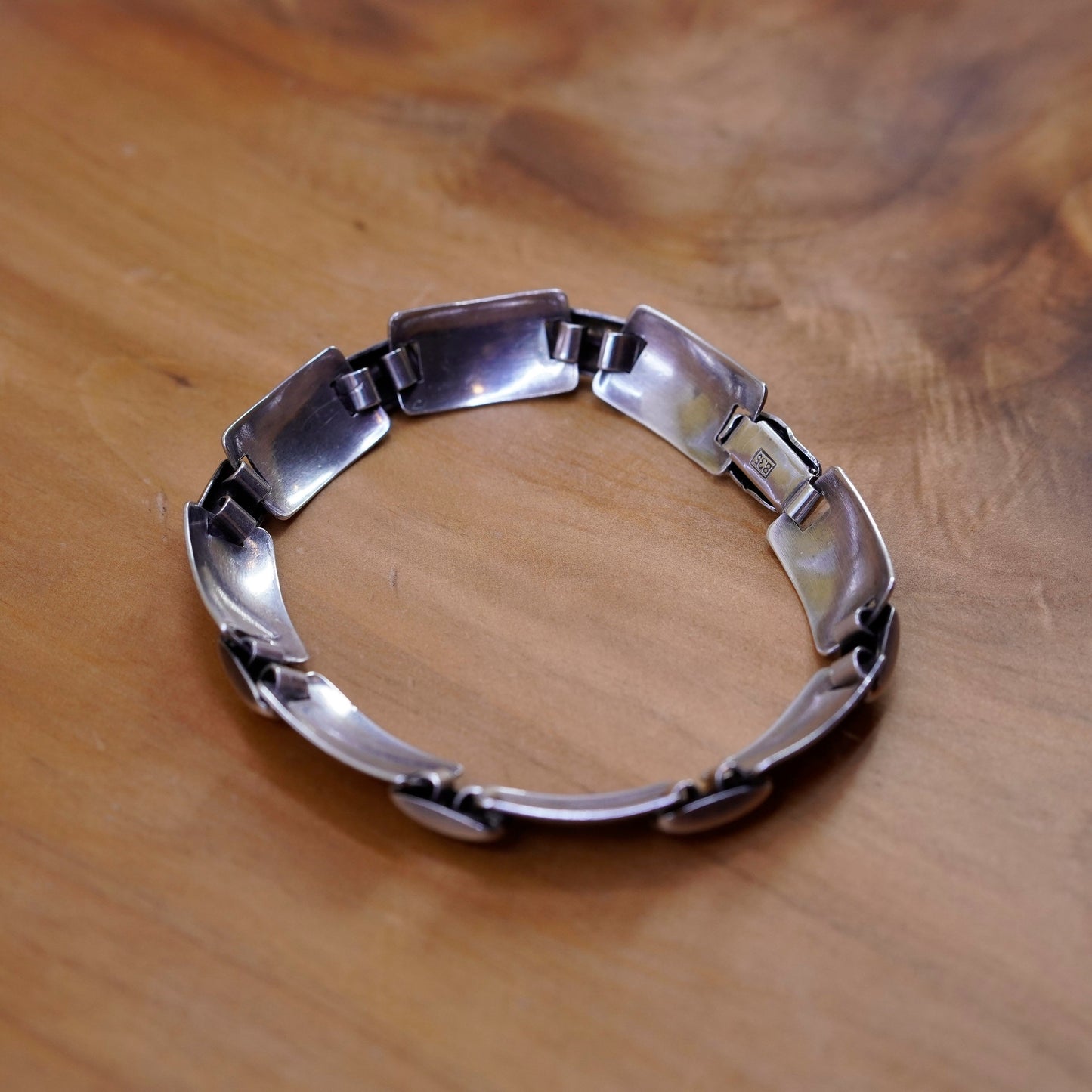 7.25”, Germany Sterling silver handmade bracelet, Italy 835 hammered chain