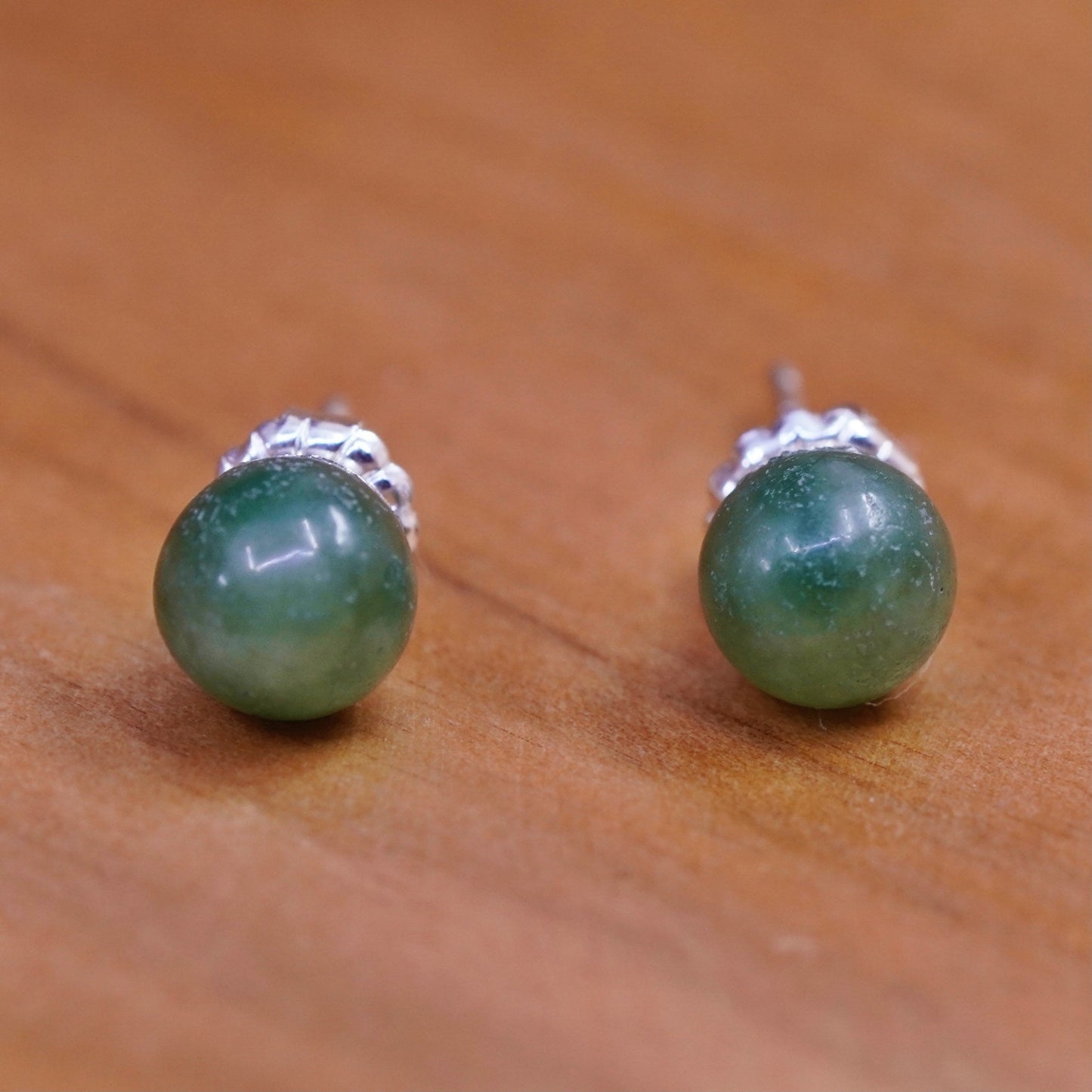 Vintage Sterling silver handmade earrings, 925 orange pearl studs
