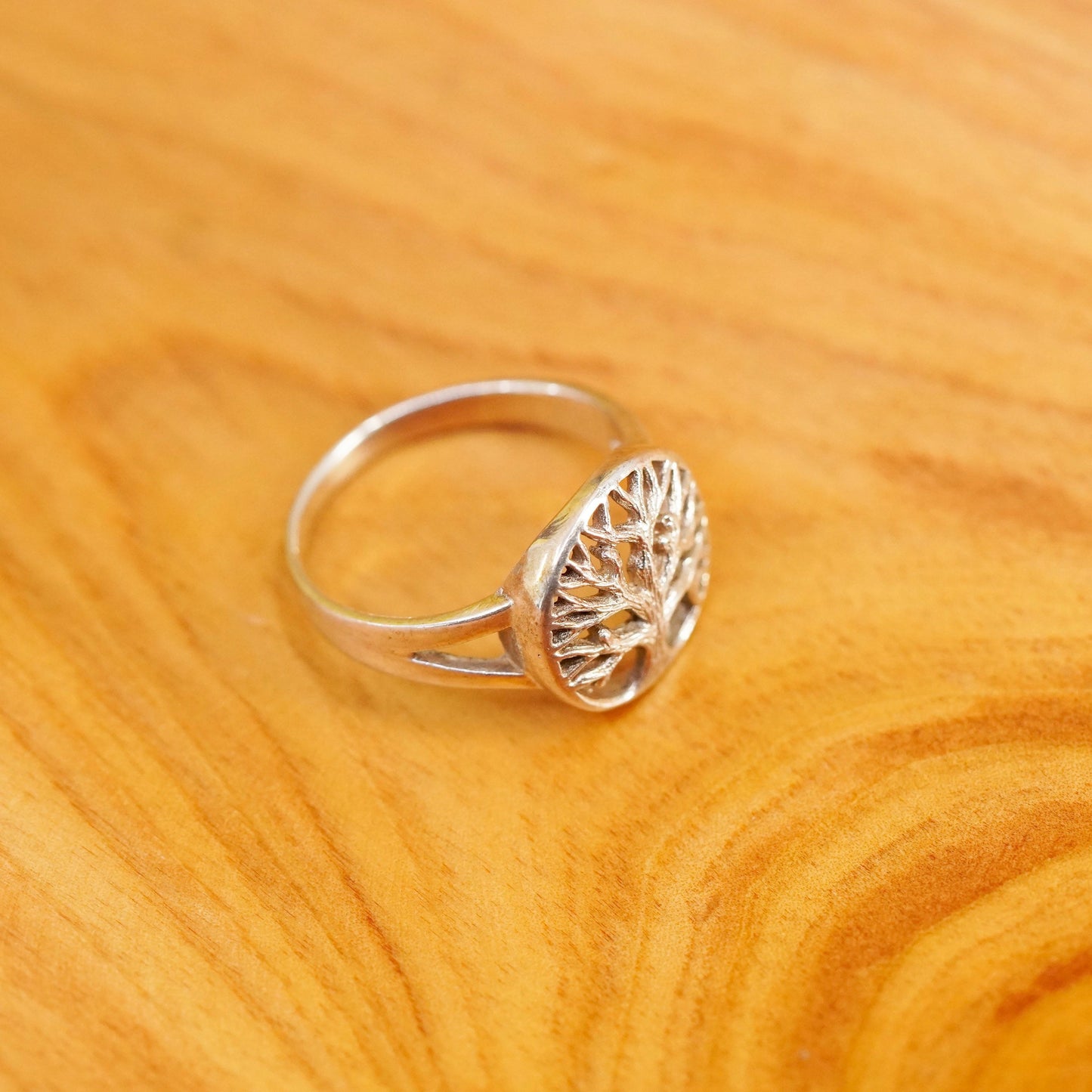 Size 8.25, Sterling silver handmade ring, southwestern 925 filigree tree band