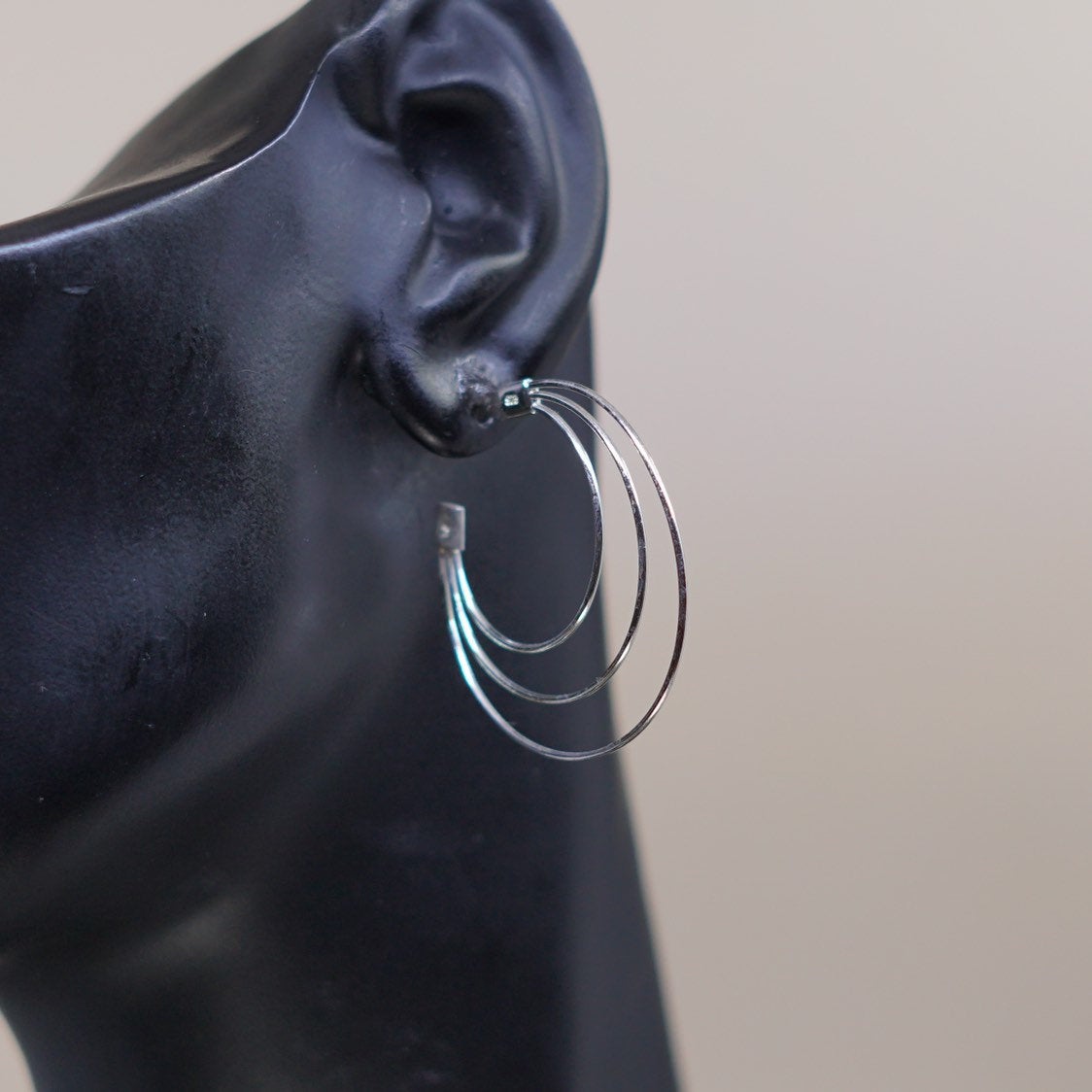 1.5", vintage Sterling silver handmade earrings, 925 hoops, huggie