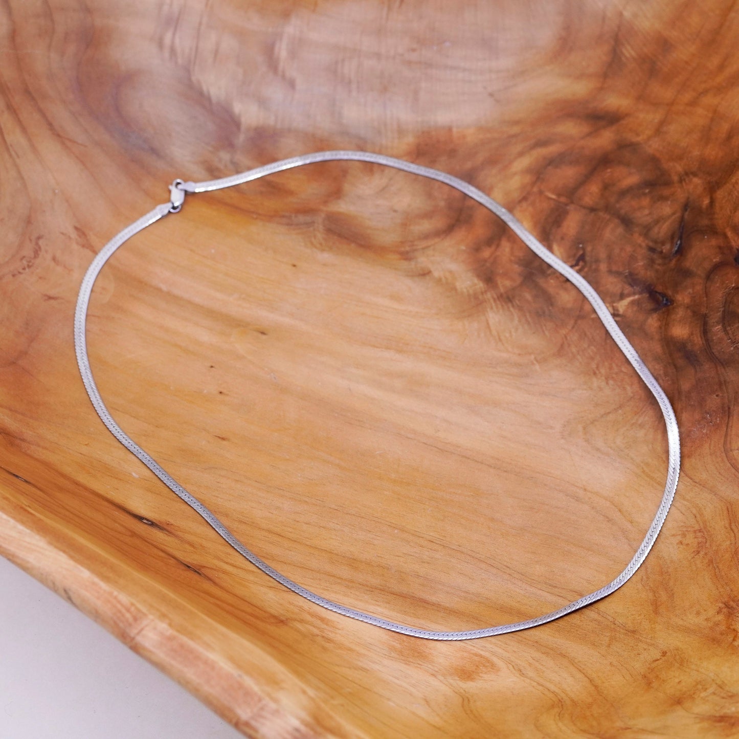 24”, 4mm, vintage Italian Sterling silver herringbone chain, 925 necklace