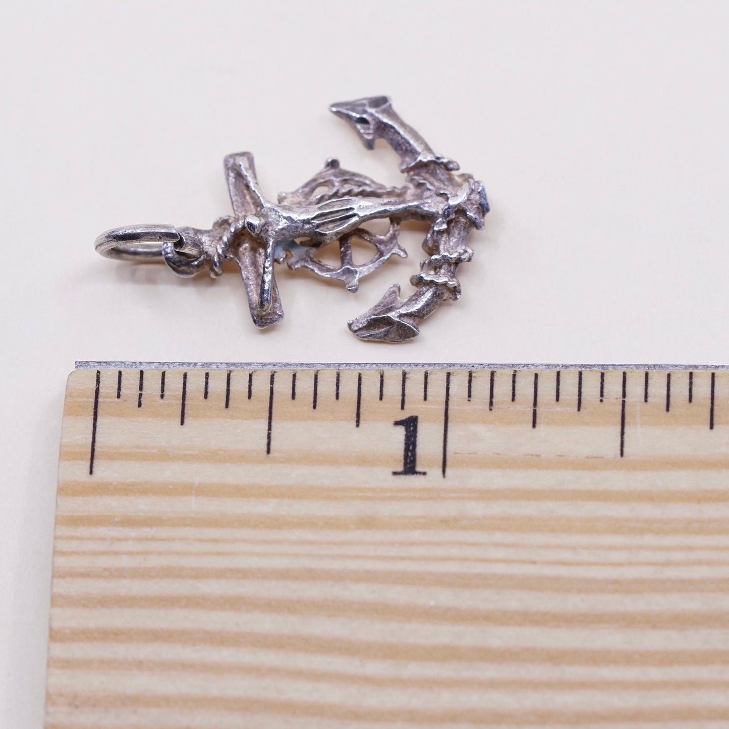 Vintage sterling silver cross figurehead charm, 925 Mexico bracelet pendant