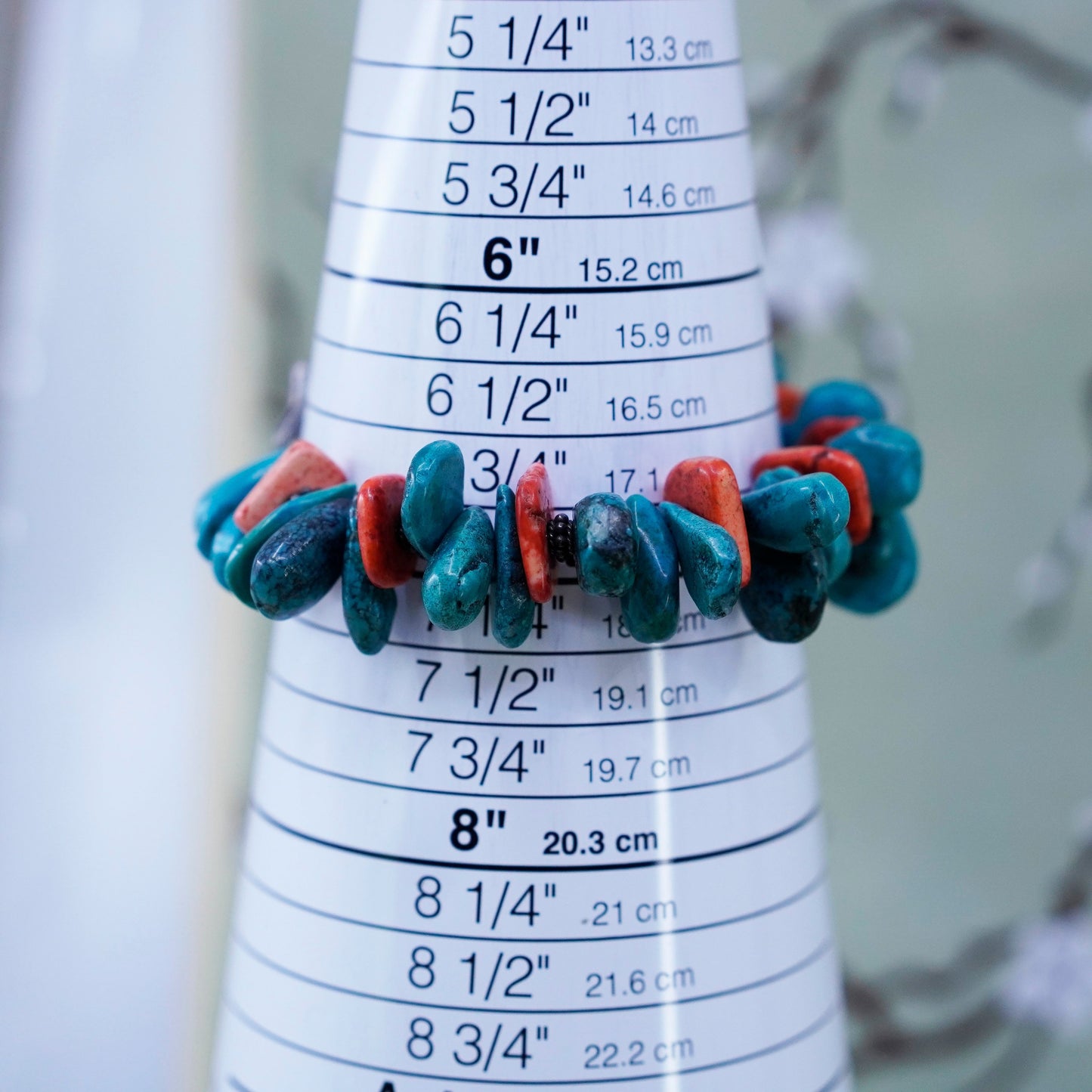 7”, southwestern Sterling 925 silver handmade bracelet turquoise coral beads