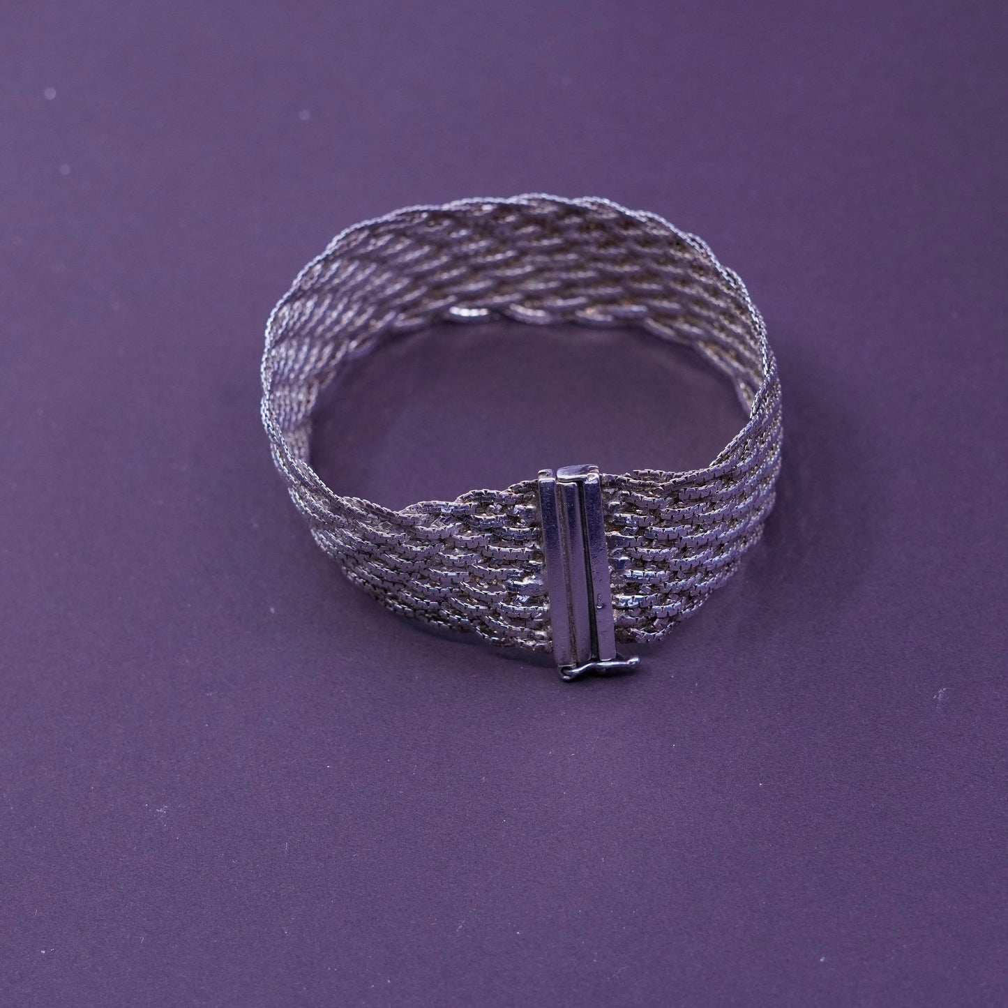 7.25”, Italy Sterling silver braided woven snake bracelet, 18 strands 925 chain