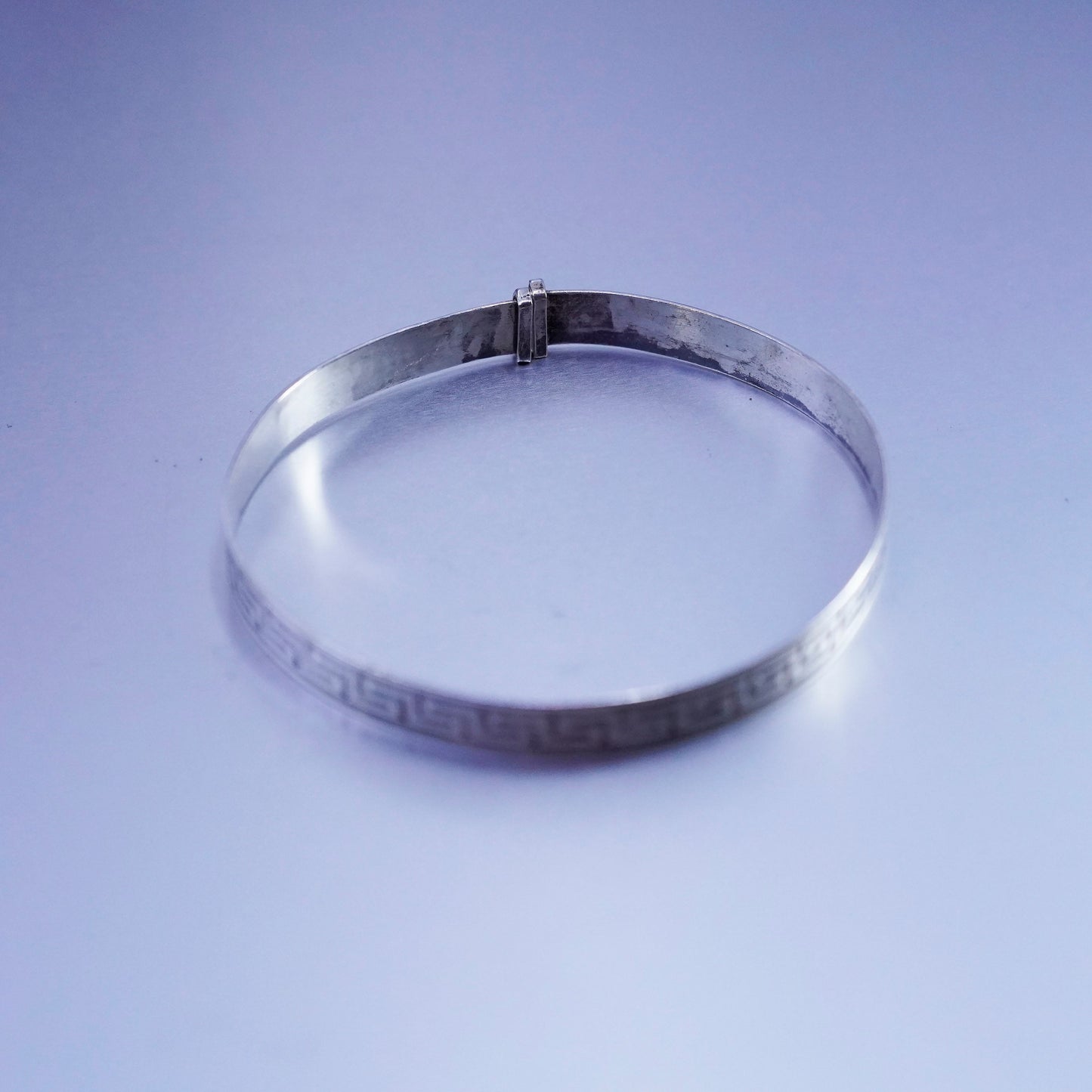 Size adjustable, Sajen Sterling 925 silver handmade bracelet, Greek key bangle
