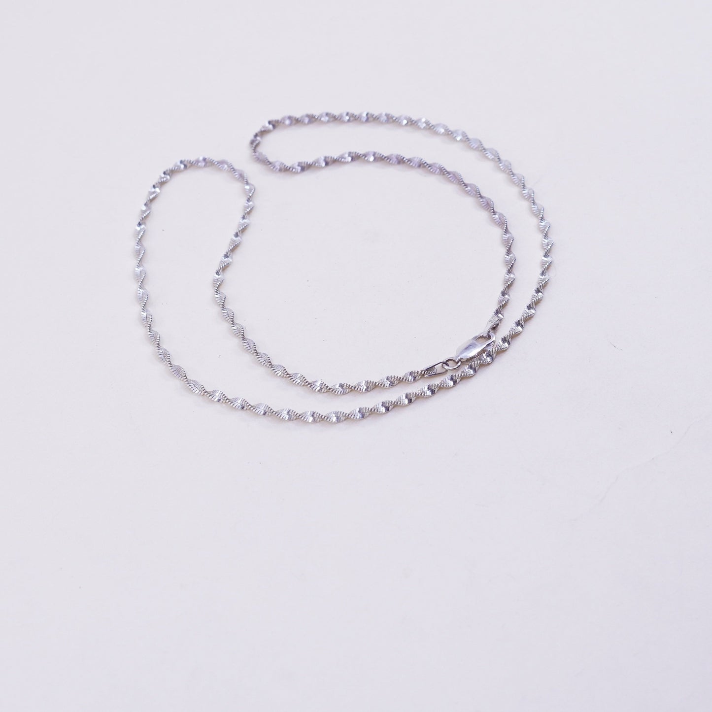 18”, 2mm, vintage Sterling silver necklace, 925 twisted herringbone chain