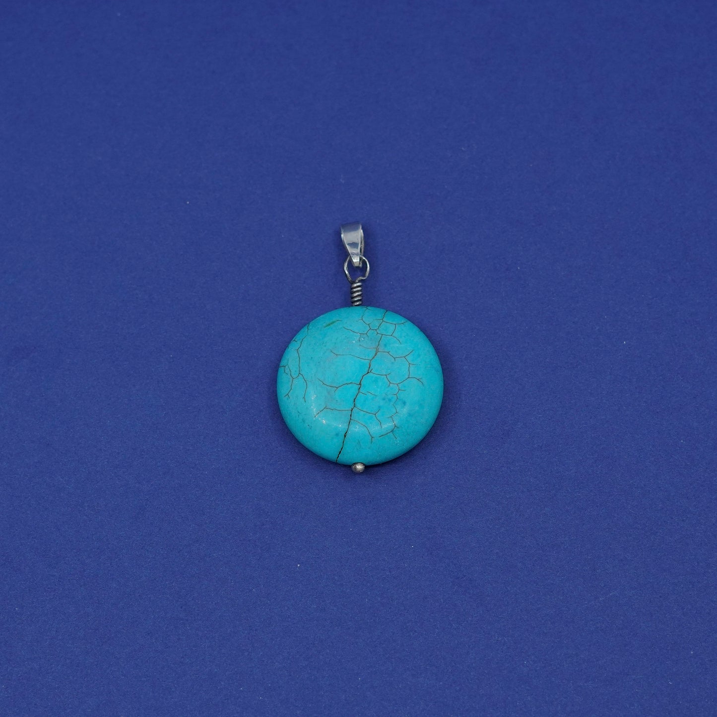 Vintage Sterling 925 silver handmade pendant with turquoise
