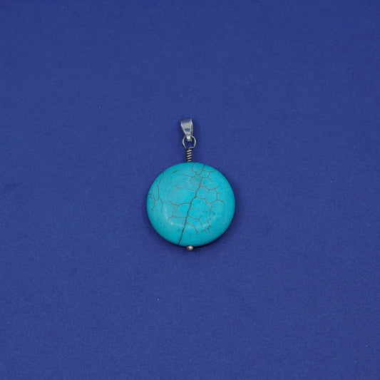 Vintage Sterling 925 silver handmade pendant with turquoise