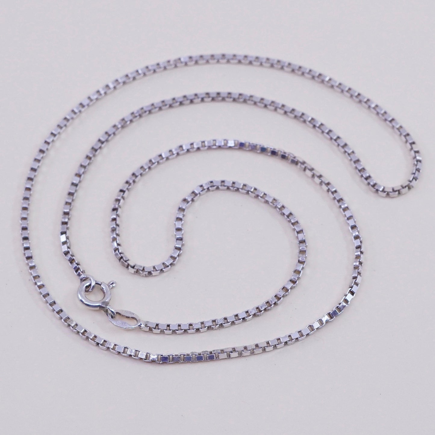 18”, Vintage Italian sterling 925 silver box chain, necklace