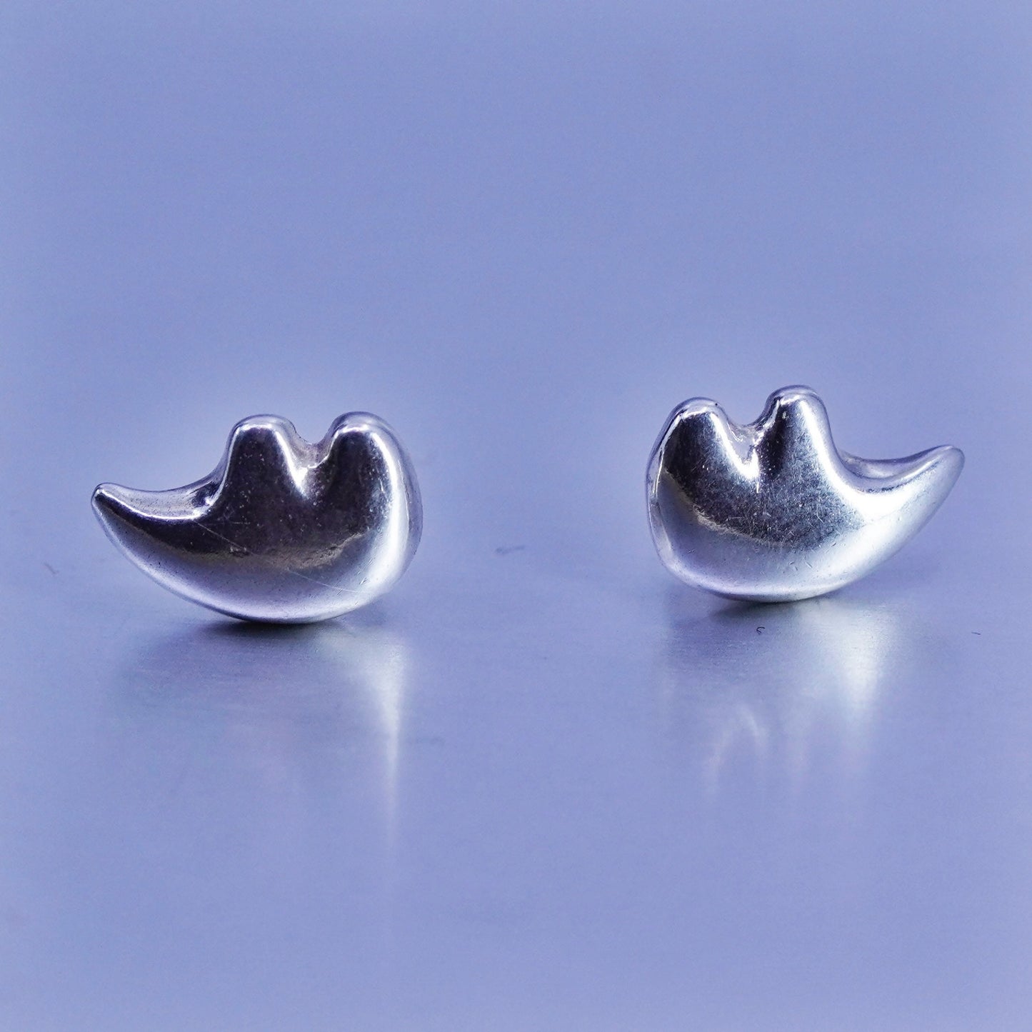 Native American Sterling 925 silver handmade polar bear earrings, studs