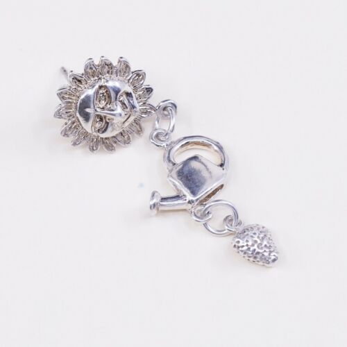 Shube Sterling 925 Silver Handmade Sun Face Earrings W/ Water Pot N Strewberry
