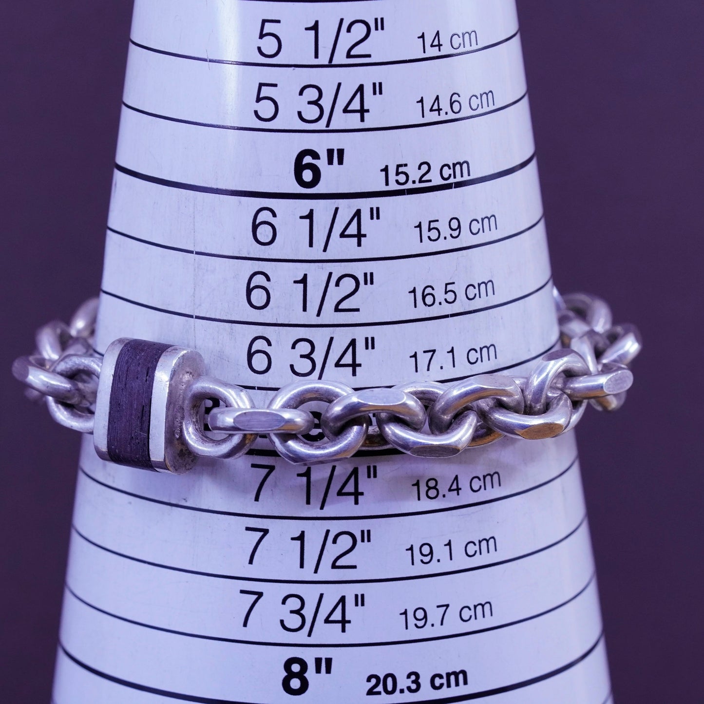 7”, 1970s Denmark Randers Sterling silver charm bracelet, 925 bold oval chain