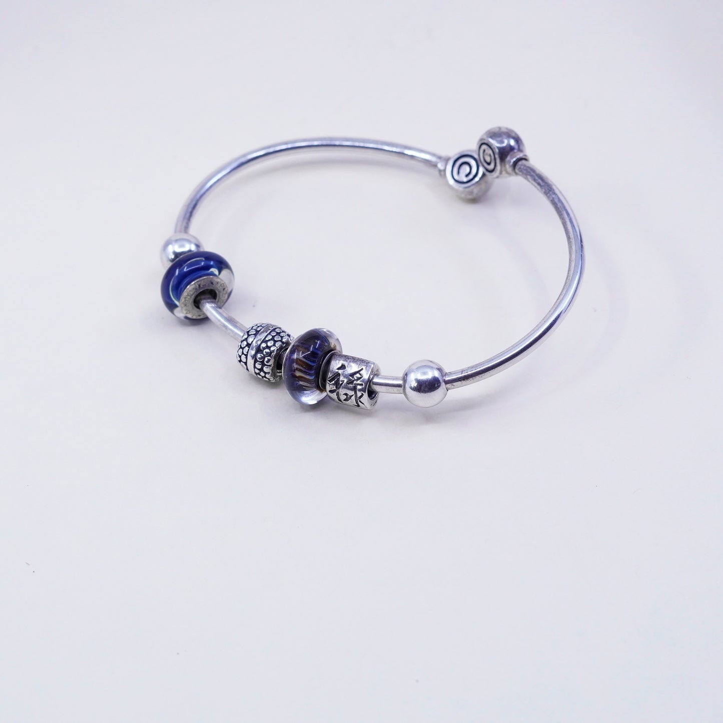 6.75”, vtg CHAMILIA CHAM sterling silver bracelet, 925 wrap bangle happiness