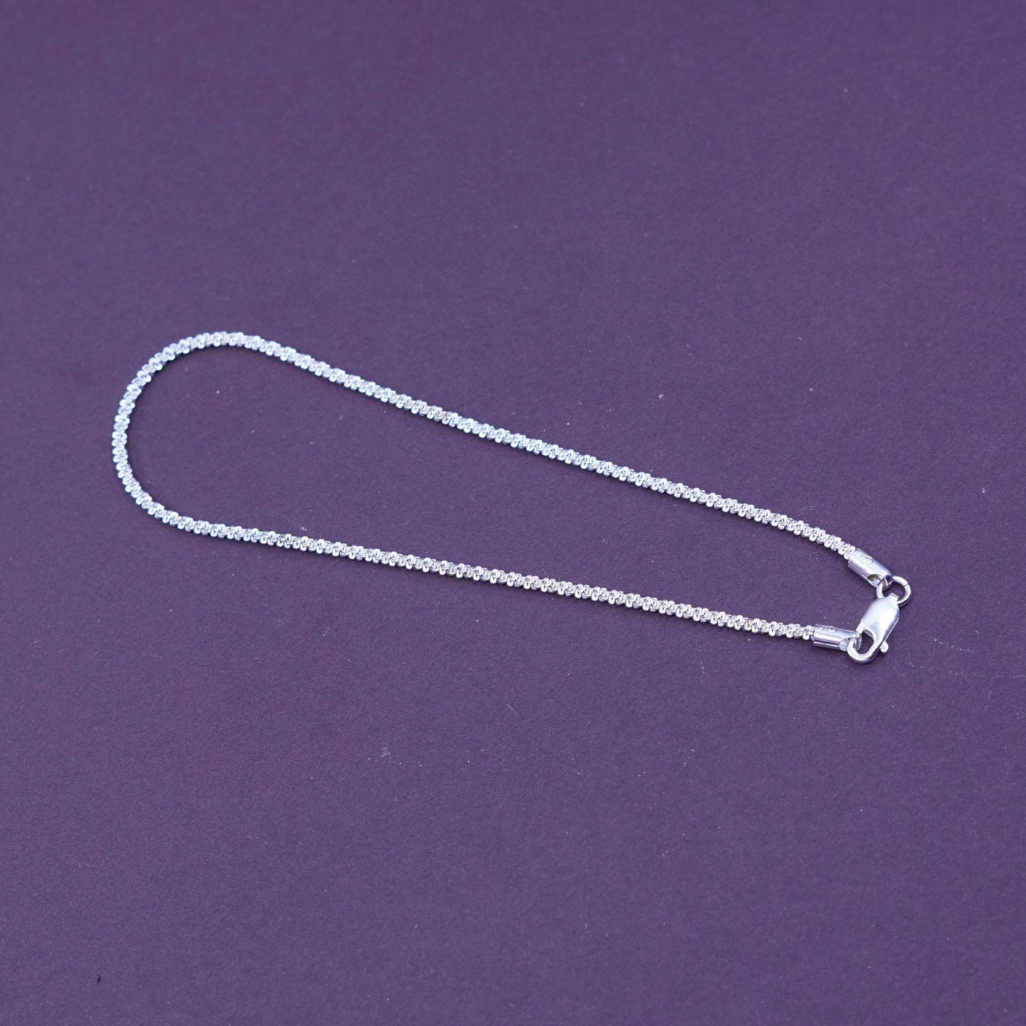 9”, 2mm, vintage Sterling silver bracelet, solid 925 silver twisted fancy chain
