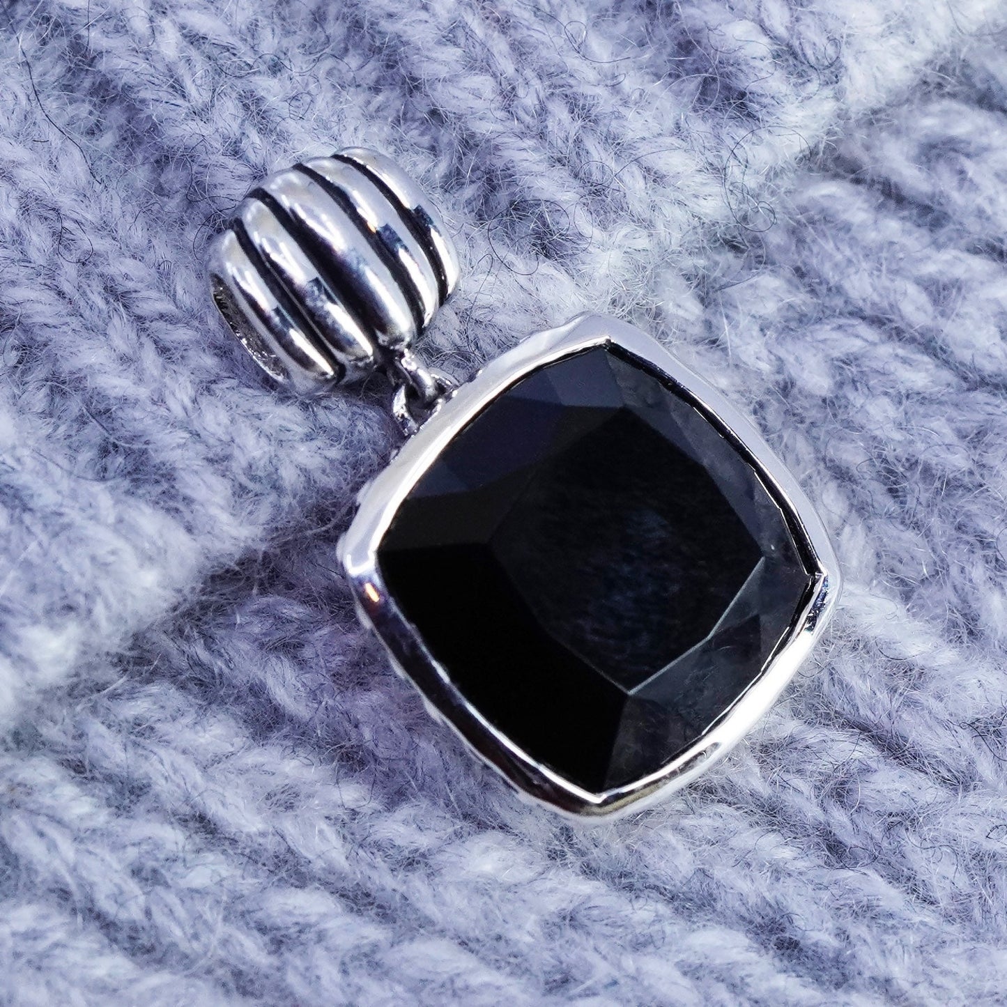Vintage RL sterling 925 silver pendant with obsidian